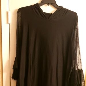 LIVI Black Dress Blouse w/Hoodie
